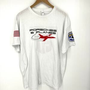 Porsches & Planes PCA Chicago Region Code 1 Aviation T Shirt Jerzees Size XL